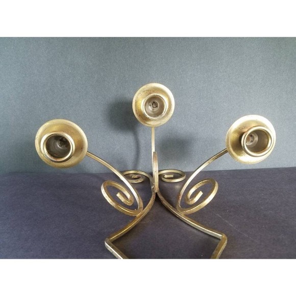 Three Arm Brass Wall Sconce - Picture 5 of 10